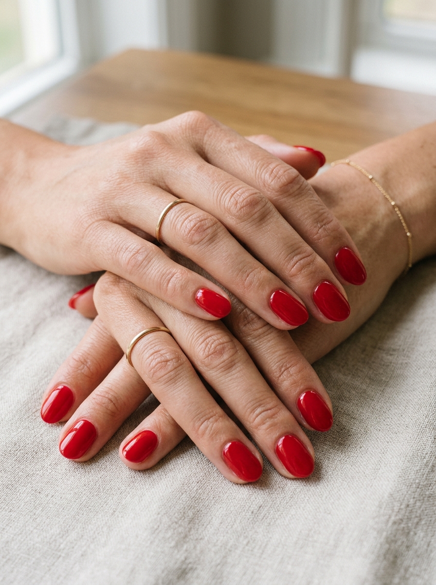 Classic Red Shellac Nails